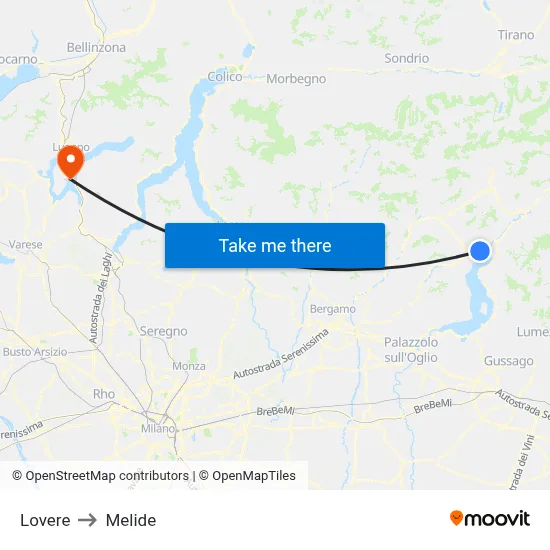 Lovere to Melide map