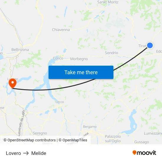 Lovero to Melide map