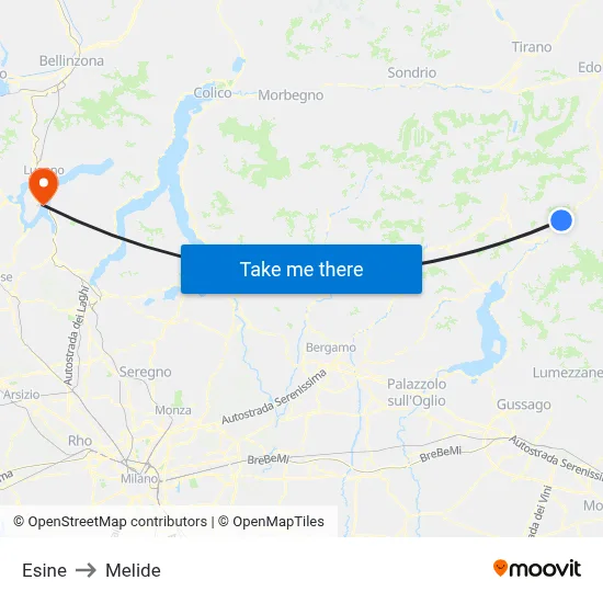 Esine to Melide map