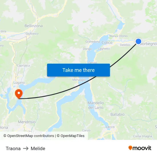 Traona to Melide map