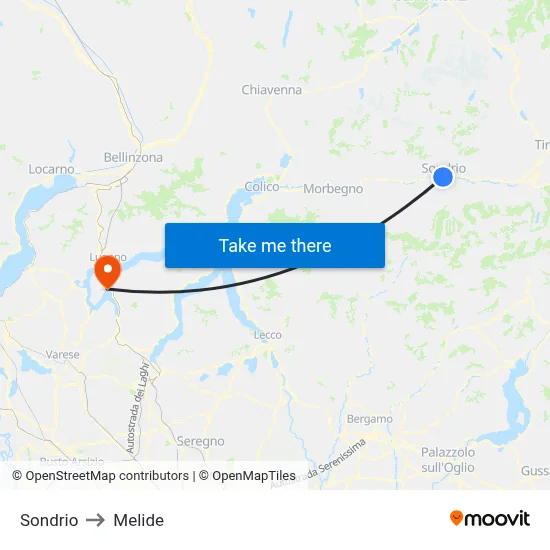 Sondrio to Melide map