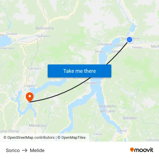 Sorico to Melide map