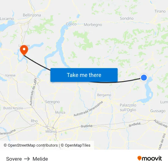 Sovere to Melide map