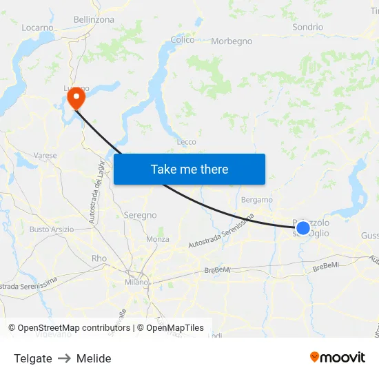 Telgate to Melide map
