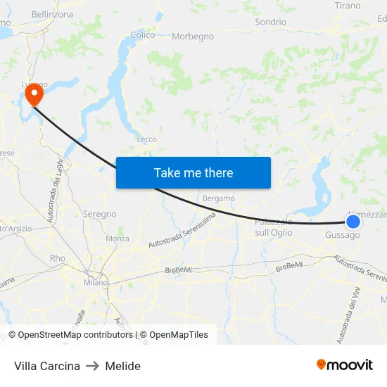 Villa Carcina to Melide map