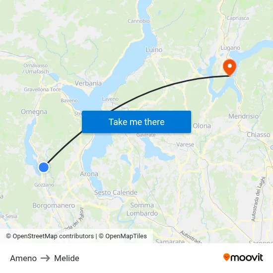 Ameno to Melide map