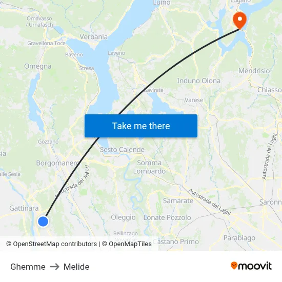 Ghemme to Melide map