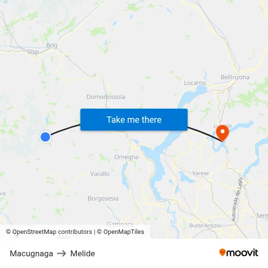 Macugnaga to Melide map