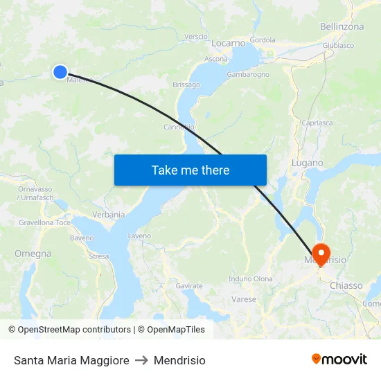 Santa Maria Maggiore to Mendrisio map