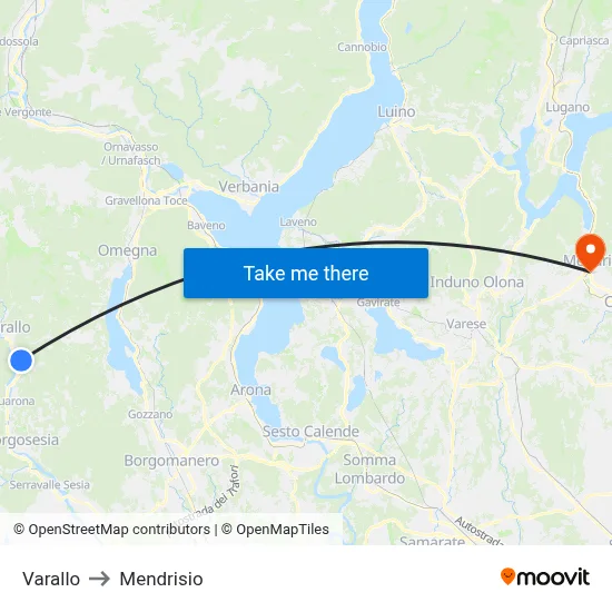 Varallo to Mendrisio map