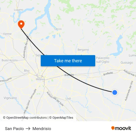 San Paolo to Mendrisio map