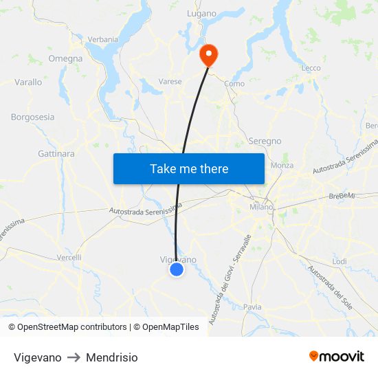 Vigevano to Mendrisio map