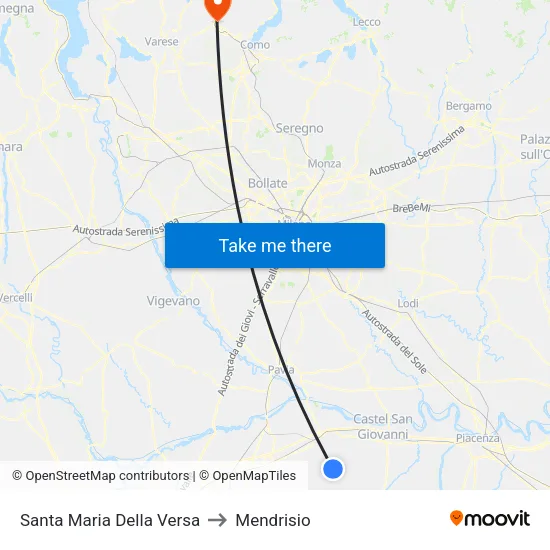 Santa Maria Della Versa to Mendrisio map