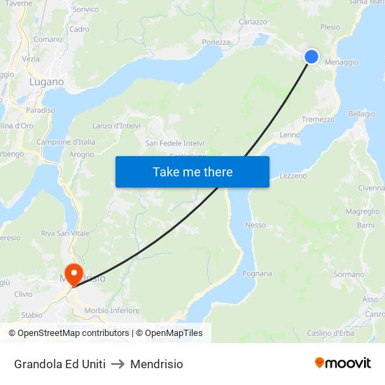 Grandola Ed Uniti to Mendrisio map