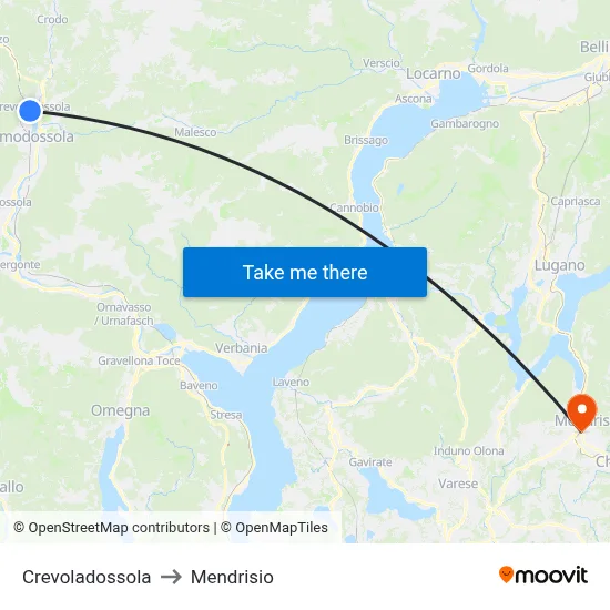 Crevoladossola to Mendrisio map