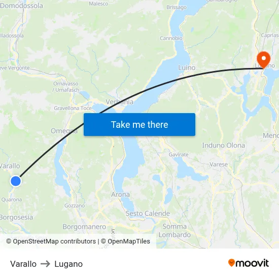 Varallo to Lugano map