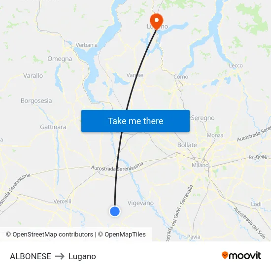 ALBONESE to Lugano map