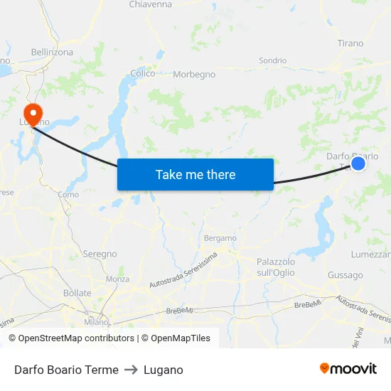 Darfo Boario Terme to Lugano map