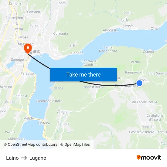 Laino to Lugano map