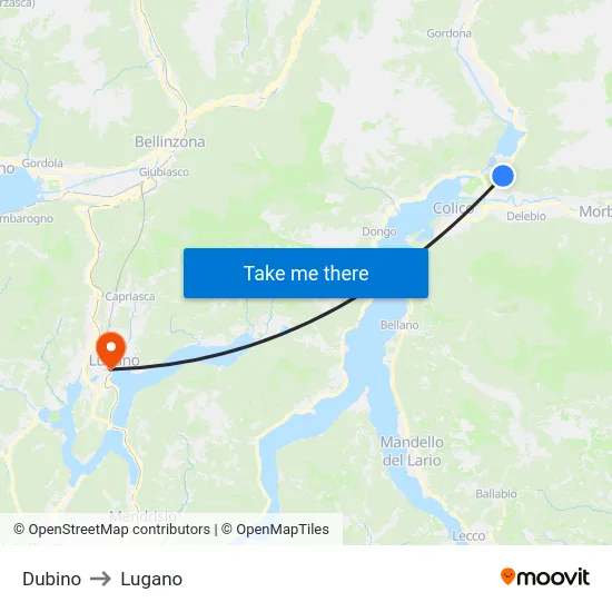Dubino to Lugano map