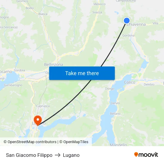 San Giacomo Filippo to Lugano map