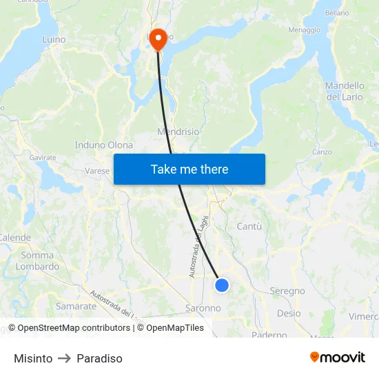 Misinto to Paradiso map