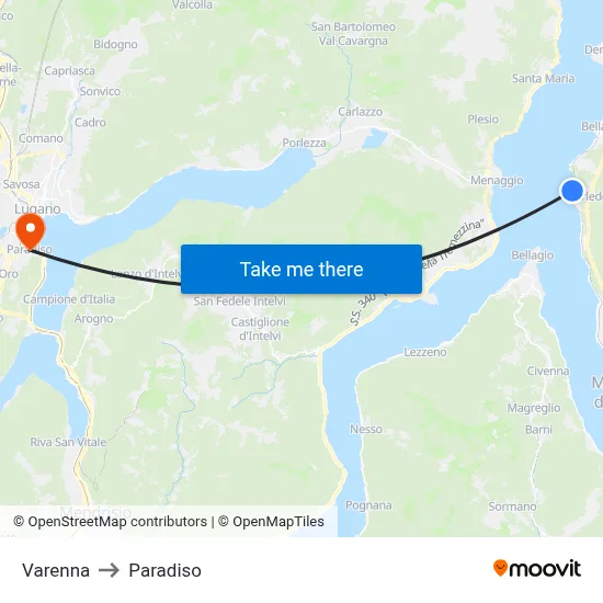 Varenna to Paradiso map