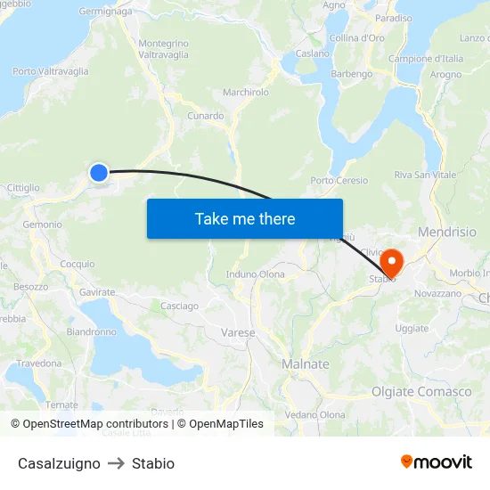 Casalzuigno to Stabio map