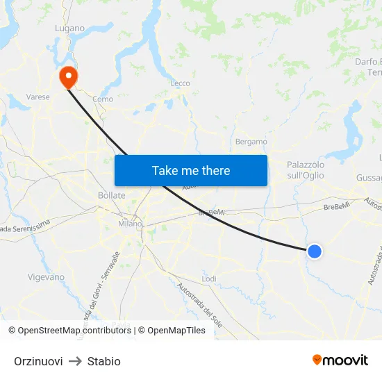 Orzinuovi to Stabio map