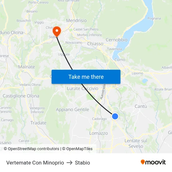 Vertemate Con Minoprio to Stabio map
