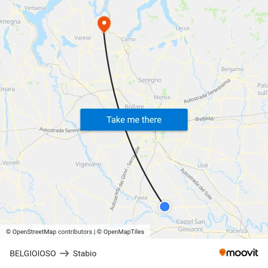 BELGIOIOSO to Stabio map