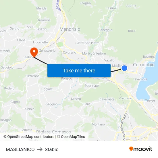 Maslianico to Stabio map