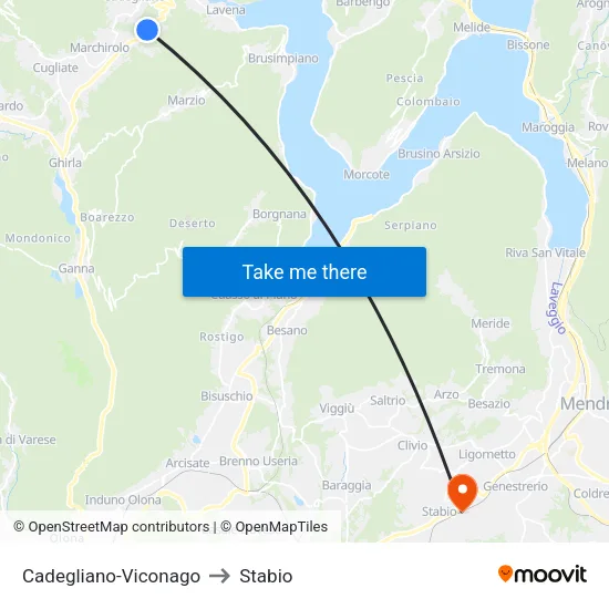 Cadegliano-Viconago to Stabio map