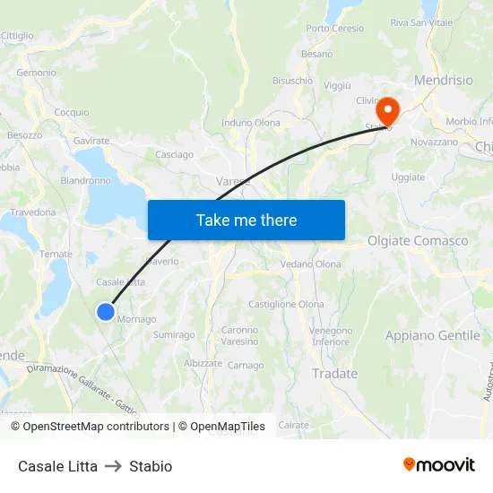 Casale Litta to Stabio map
