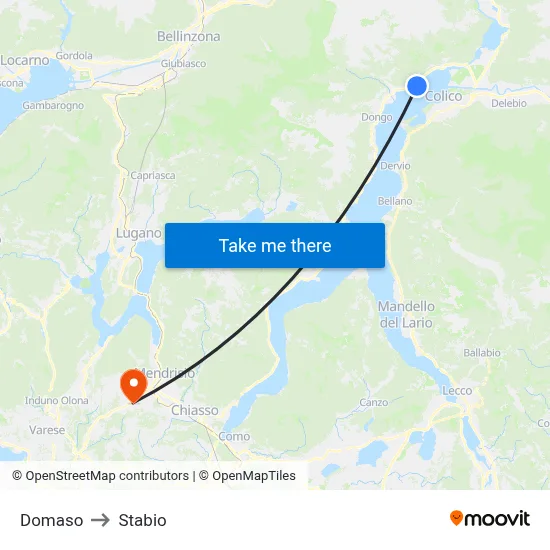 Domaso to Stabio map
