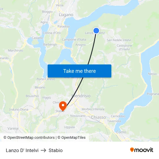 Lanzo d'Intelvi to Stabio map