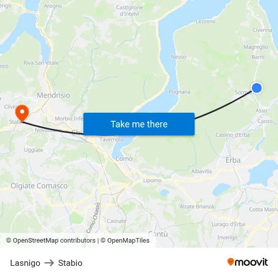 Lasnigo to Stabio map