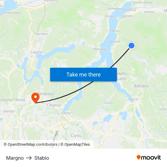 Margno to Stabio map