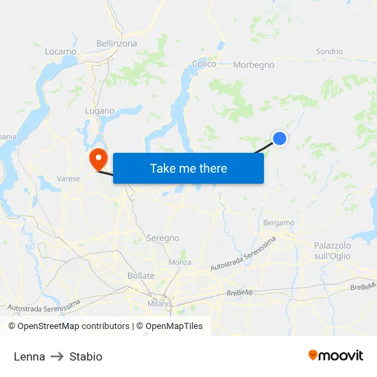 Lenna to Stabio map