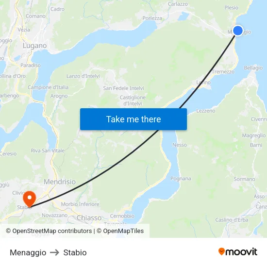 Menaggio to Stabio map