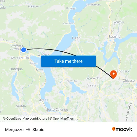 Mergozzo to Stabio map