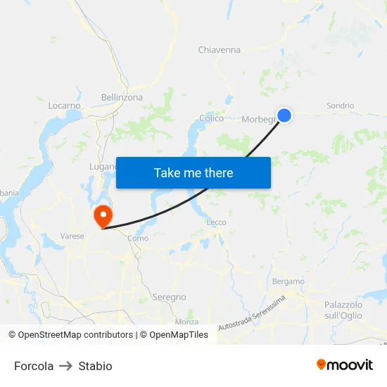 Forcola to Stabio map