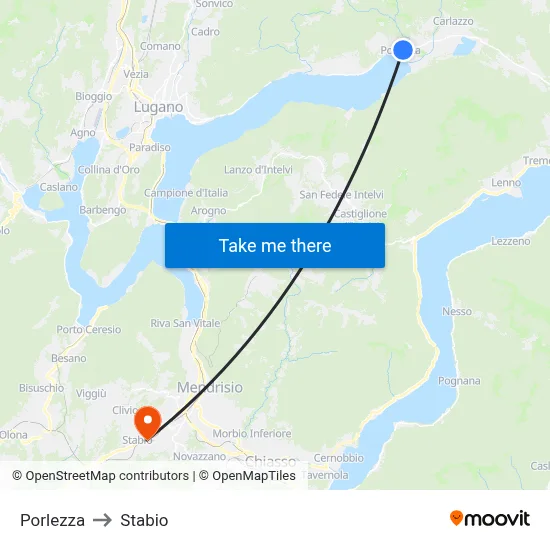 Porlezza to Stabio map