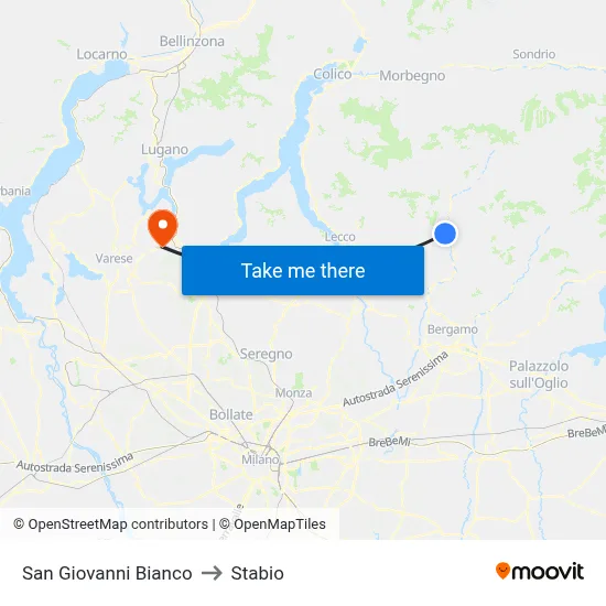 San Giovanni Bianco to Stabio map