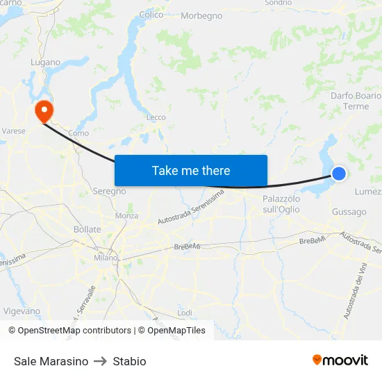 Sale Marasino to Stabio map