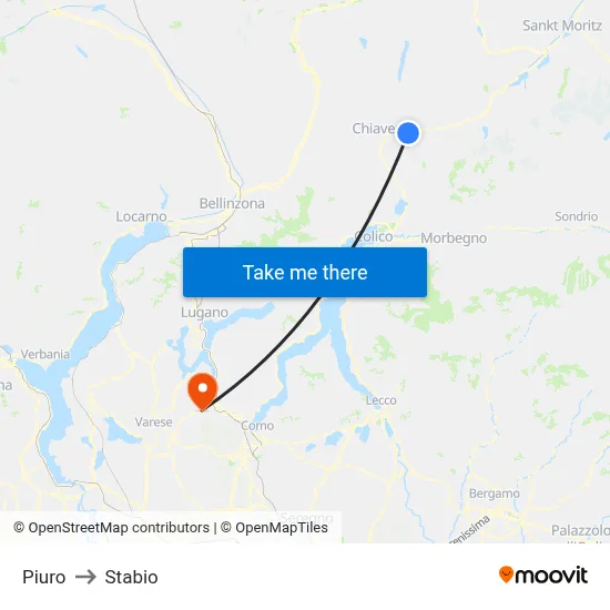 Piuro to Stabio map