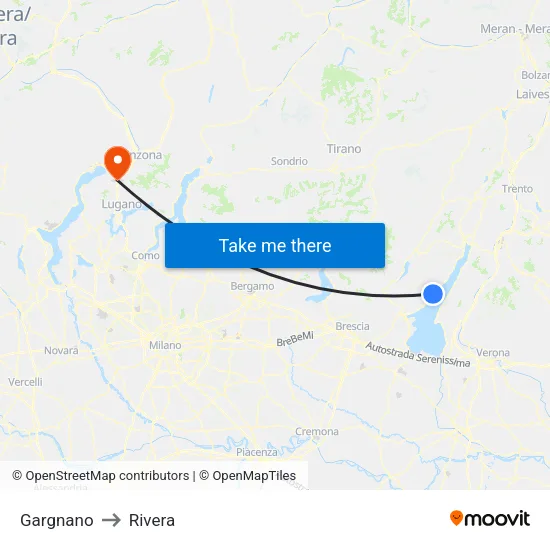 Gargnano to Rivera map