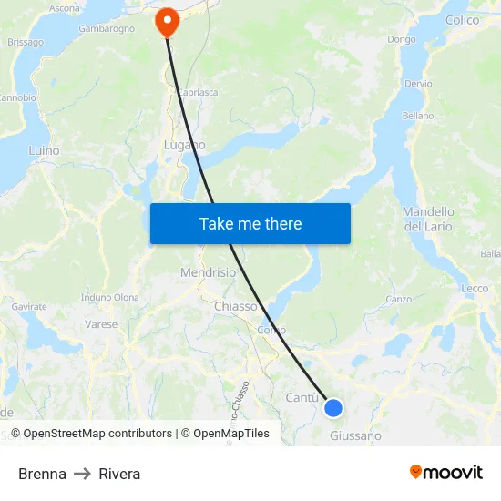 Brenna to Rivera map