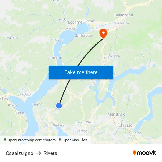 Casalzuigno to Rivera map