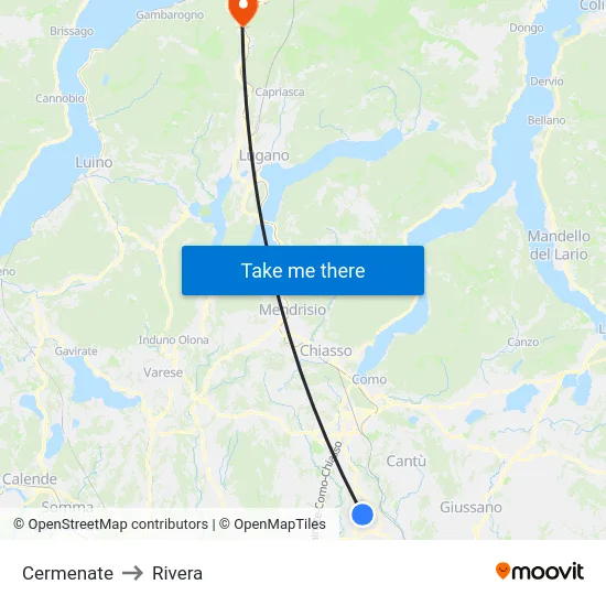 Cermenate to Rivera map